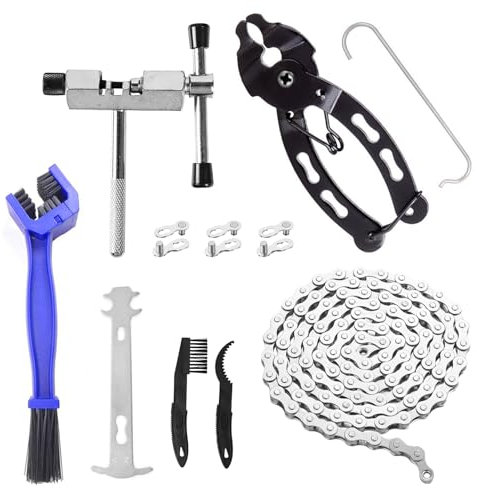 Fahrradkette Werkzeug Set, Kettenzange Fahrradkette mit 6/7/8 Fach Fahrrad Kette und Bürsten, Fahrrad Werkzeugset Kettennieter Fahrrad, Fahrradwerkzeug Reparatur Set für Mountainbike