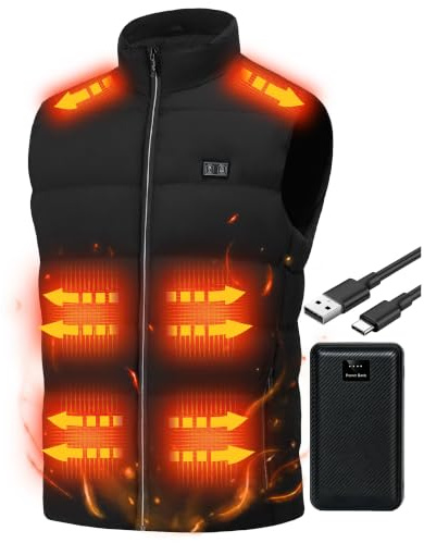 GRUYWC Electric Heated Gilet for Men: Lightweight Warm USB Heating Vest with 15 Heating Zones - Women Winter Smart Heated Body Warmer for Outdoor Hiking Skiing - with 16000mAh Battery Pack