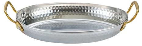 Padella antiaderente, padella in acciaio inox, 18 x 12,5 cm, pentola non rivestita, autentica doppia maniglia, padella in acciaio per campeggio all'aperto, feste di aragoste, casa di famiglia, sala da