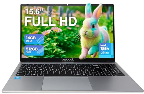 15.6 Full HD Laptop - 16GB RAM 512GB M.2 SSD, Windows 11 Home, Dual-Band WiFi, Integrated Webcam - S15 N6 Quad-Core, 15 Inch Lightweight Laptop
