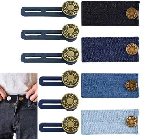 Ebksqs Botón de extensión de cintura para pantalones, 10 unidades de extensión de botones ajustables, cintura ajustada, extensión de cintura para vaqueros, pantalones, embarazo, unisex