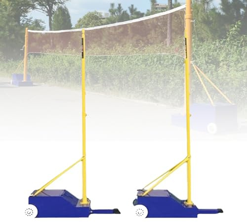 HEGGMKK Poteaux De Filet De Badminton Et De Volley-Ball Robustes, Base Lestée Rechargeable De 70 À 80 Kg, Hauteur Réglable : 1,55 À 2,1 M, avec Rouleaux Mobiles, pour Cour,A