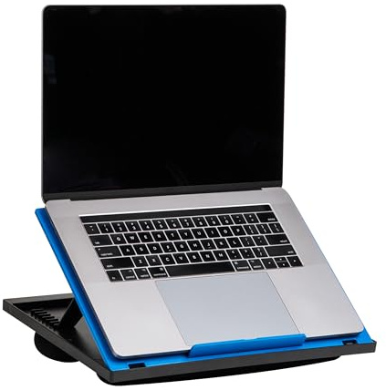 Mind Reader Laptopstativ, sängbricka, hopfällbar, dyna, bärbar, sovsal, plast, 37,5 L x 28 B x 18,5 H cm, blå