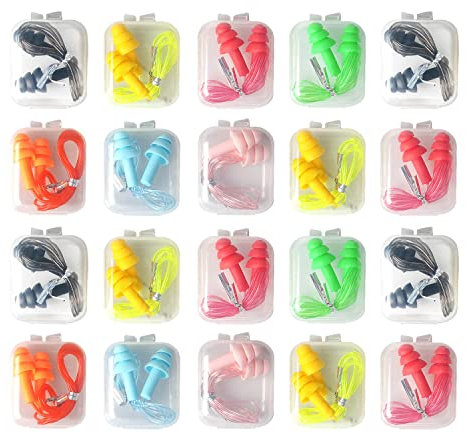 LuLyL 20 Paar Gehörschutz-Ohrstöpsel aus wiederverwendbarem Silikon bieten wasserdichten und weichen Gehörschutz für Schlaf und Flugzeuge.