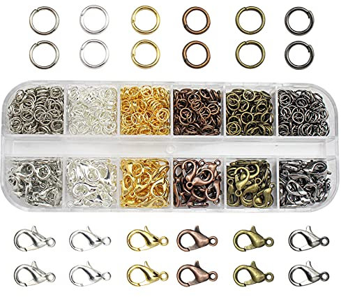Karabinerverschluss, 780 Stück Kettenverschluss, Karabinerverschluss Schmuck und Sprung Ringe, Silber Gold Karabinerverschluss Schmuck, Karabiner Verschluss für Halsketten Armband Schmuckherstellung
