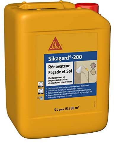 SIKA - Renforcement et imperméabilisation des matériaux poreux - Sikagard 200 Rénovateur Façade et Sol - Int/Ext - Multisupports - Prêt à l'emploi - Application facile - 5L