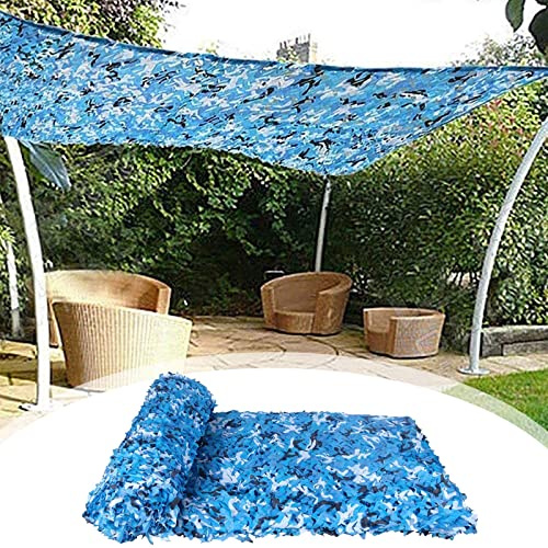 IRUGS Greenhouse Camouflage Net, Outdoor Breathable Shade Sail, Lightweight Camouflage Fence Net for Camping Hunting Shooting Privacy Screen Kids Party Decorations - Blue (Size : 7x8m/22.9x26.2ft)