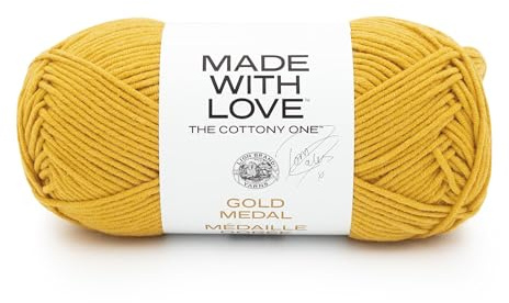 Lion Brand Yarn Tom Daley - The Cottony One, Yarn for Knitting, Gold Medal, 1 Pack