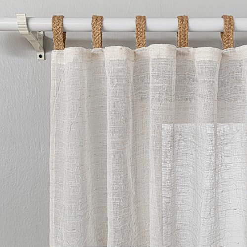 MYSKY HOME Cortina de aspecto de lino con trabillas, cortina bohemia para salón, modernas, estilo bohemio, juego de 2 unidades, 245 x 140 cm (alto x ancho), adecuadas para habitaciones infantiles y