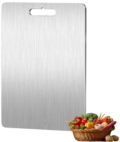 Titanium Cutting Board 304 Stainless Steel Food Grade Cutting Boards Cutting Boards for Kitchen Pure Titanium Cutting Boards for Kitchen for Meat, Fruit, Vegetables(39 * 28 * 1.2cm)