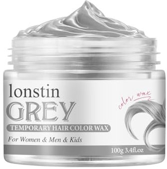 Couleur de cheveux temporaire lavable, couleur de cire de cheveux temporaire cire cheveux naturels baume pour les femmes et les hommes cosplay Halloween Noël (Gris, Gris)