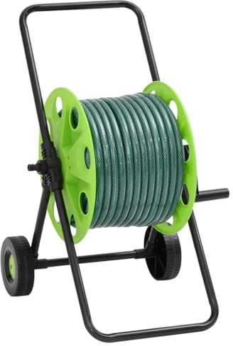 vidaXL Carrello Avvolgitubo Verde con Set Raccordi Tubo 0,75 30 m PVC, carrello avvolgitubo da giardino, carrello avvolgitubo con ruote, carrello avvolgitubo per irrigazione