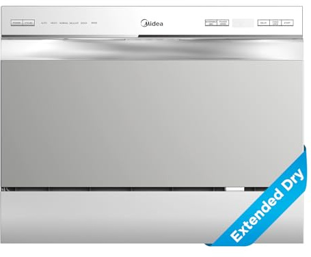 Midea MDC22P2ASS Countertop Dishwasher, 6 Place Settings & 6+2 Washing Cycles Portable Dishwashers, Energy Star Dish Washer for Dorm, RV & Apartment, Silver