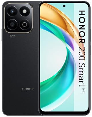 HONOR 200 Smart, Smartphone 5G, 4 GB+256 GB, Display 6,8, Batteria 5200 mAh, Fotocamera 50 MP, Dual SIM, Android 14, Nero