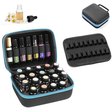 Pizsieat 44 Löcher Ätherische Öle Aufbewahrung Eva Ätherische Öle Tasche Tragekoffer Aufbewahrungsbox für Ätherische Öle mit Griff, Nagellack Tragetasche für 5ml 10ml 15ml Flaschen
