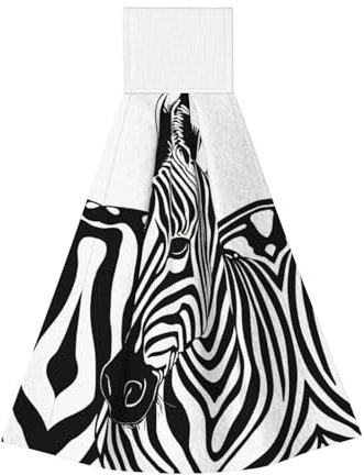 JEJEA Hängendes Küchentuch mit Zebramuster, Bauernhaus-Dekor, weiche Handtücher mit Schlaufe für Badezimmer, Waschlappen