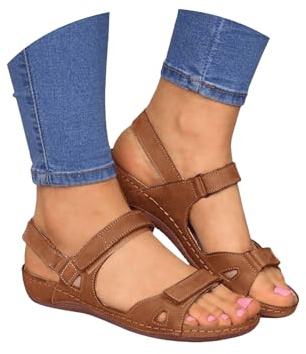 Generic Women's Brown Wedge Sandals Size 6 UK, Medium Width, Ankle Strap, Open Toe, Wedge Heel, Anti-Slip, Arch Support, Comfortable, Dressy Summer Sandals for Women, Orthopedic, Beach Shoes