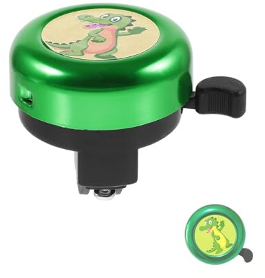 TPZORJX 1pcs niños timbre de la bicicleta,mini aluminio fuerte timbre de la bicicleta,niños en bicicleta,accesorios para bicicletas de montaña,scooter Lindo cocodrilo verde de dibujos animados