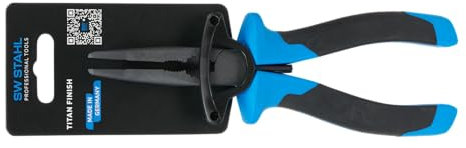 SW-Stahl 40746SB - Alicates de punta curvada, 200 mm, punta curvada, puntas de precisión de cromo vanadio, pinzas telefónicas, mango antideslizante, alicates para electricistas, curvados ergonómicos
