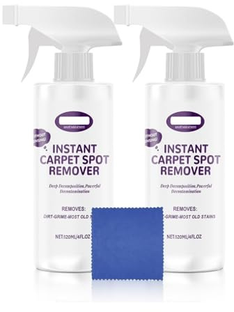 Detergente multiuso potente ad asciugatura rapida per tappeti, soluzione detergente per tappeti per tutti i tessuti, tessuti e tappeti, smacchiatore, spray detergente per tappeti (2pcs)
