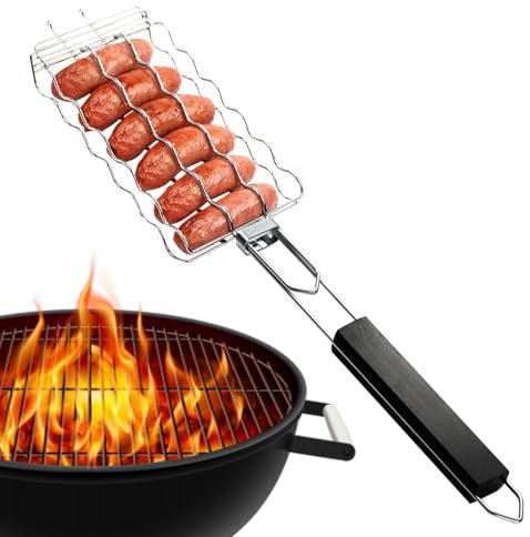 Basket Grill - BBQ Grill Basket | Grilling Cestini BBQ | Thotochi Di Hot Dog Per Grigliare | Griglie Per Picnic Per 6 Cestini In Metallo Da Hot Dog Accessori Per Utensili Barbecue Portatili Per Verdur