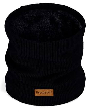 Beesgarden Winter Halsschlauch Schlauchschal Herren Damen für Outdoor Wintersportaktivitäten Skifahren Spaziergänge Fahren Radfahren, Schal Halswärmer Halstuch Gesichtsschal, 1 Grußkarte - Schwarz