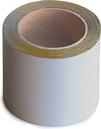 Wupsi Nastro in PVC per la Riparazione di Teloni, Tendoni, Teli e Pellicole- Nastro Adesivo per Strappi, Squarci e Fori su Teloni di camion, Copertura di Rimorchi, Serre, Grigio, 10 cm X 5 m