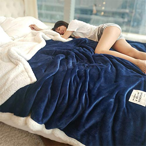 YCDZ Manta De Algodón Puro, Manta De Cachemir De Franela para Ropa De Cama, Microfibra, Manta Cálida Súper Suave Y Esponjosa, Manta De Terciopelo (Azul,180 x 200 cm)