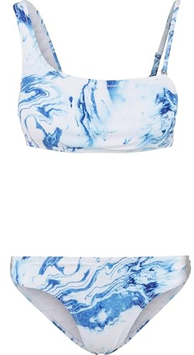 Urban Classics Bikiniset för kvinnor tvådelad baddräkt med assymetrisk överdel, damer asymmetrisk tank top bikini, storlekar XS – XL, Ocean White, XL
