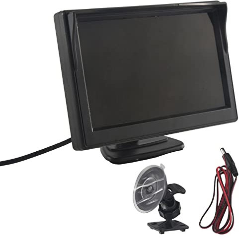 Joskeijky Monitor schermo LCD HD TFT 800X480 da 5 Pollici con Doppio Supporto per Macchina Fotografica Posteriore Auto/Vista Posteriore/Lettore DVD/Multimedia