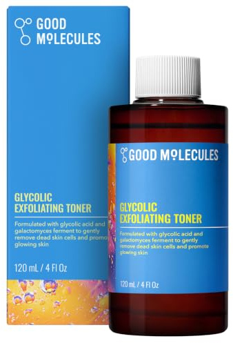 Good Molecules Glycolic Exfoliating Toner - Hyaluronic and Glycolic Acid Daily Toner for Face - Cleansing Facial Exfoliant for Glowing Even Skin Tone, Skin Care