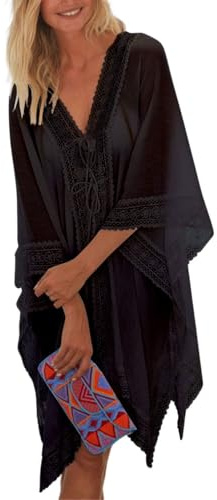 JFAN Vestido De Bikini Casual Suave Y Suelta De Verano para Mujer MantóN De Playa De Vacaciones Rebeca Superior De Traje De BañO De Playa para Mujer（Negro，Talla única）