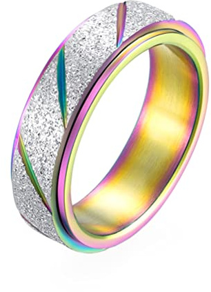 PAURO Dam och herr 2 mm/4 mm/6 mm/8 mm rostfritt stål flerfärgad sandblästrad finish tur bekymmer ring band, Metall, metall