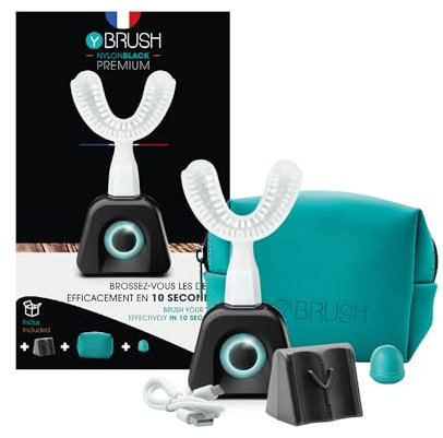 Y-Brush - Electric Toothbrush - Y Brush - 3 Months Battery Life - NylonBlack Premium Pack