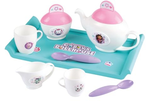 Smoby- Juego de Té Infantil de La Casa de Muñecas de Gabby- Juego de Té para Dos con Bandeja y Accesorios, A Partir de 3 años (7600312508)