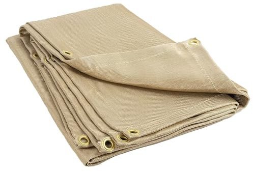 DXDRT Schweißdecke mit Ösen, tragbare Notfall-Feuerschutzdecke aus Fiberglas, feuerfeste, wärmebeständige Isolierung, Schweißmatte für Zuhause, Schule, Kamin, Grill, Auto,1.8x2.4M/6x8FT