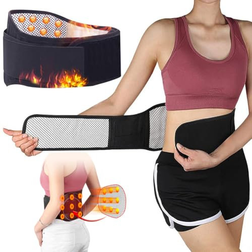 Heated Back Support Belt Self Heating Waist Brace Magnetic Therapy Lumbar Support Belt Adjustable Abdomen Waist Kidney Warmer Self Heating Lower Back Support Belt Wrap Back Brace for Men Women Elderly