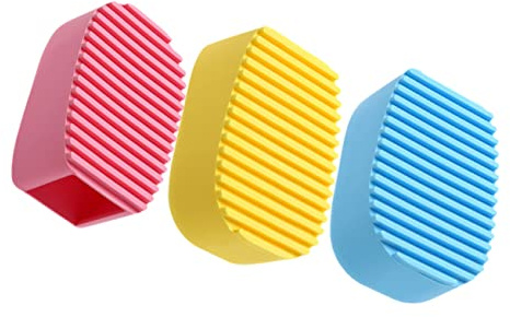VALICLUD Brosse à Laver Vêtements en Silicone Lot de 3 Mini Planche à Laver Multifonctionnelle pour Nettoyage du Linge Conception Ergonomique Cols et Poignets Couleur Bonbon