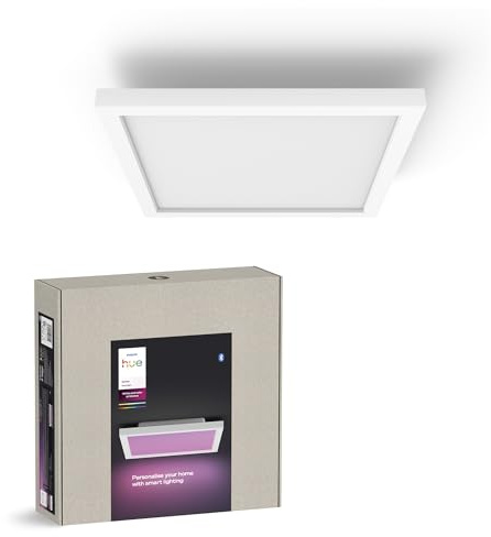 Philips Hue Surimu White & Color Ambiance Panel Deckenlampe 30x30cm, dimmbare Deckenleuchte für das Hue Lichtsystem mit 16 Mio. Farben, steuerbar via App, kompatibel mit Amazon Alexa (Echo, Echo Dot)