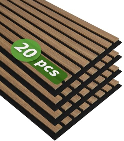 Art3d 12 x 24 Acoustic Wood Slat Wall Panel, 20pcs, 40 sq.ft, Deep Walnut