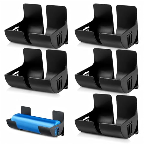 MDPUTY 6 Pairs Garbage Bag Dispenser, Self-Adhesive Bag Holder Wall Mounted Plastic Cabinet Door Organiser for Kitchen Bathroom Cabinets (Black)