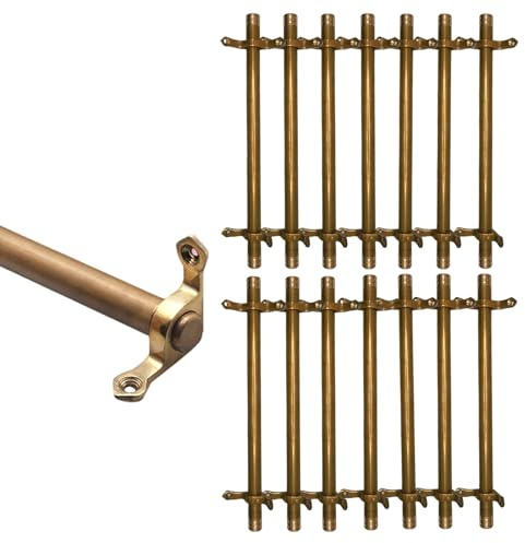 Säkringsstång i mässing för trappmattor, 3/5/13/15-pack, halkfri och hållbar, enkel gör-det-själv-installation för hotell/konstgalleri (14 st, 122 cm (48 tum))