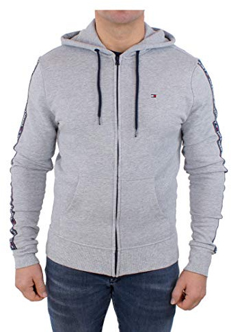 Tommy Hilfiger Uomo Felpa con Cappuccio, Grey Heather, M