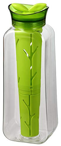 caraffa bremermann 2in1 - incl. asta infusore rimovibile e unità di raffreddamento, capacità 1,4 litri, bottiglia per bevande con coperchio a tenuta stagna, in plastica, verde