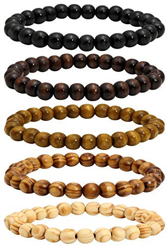 MILAKOO 5 Stück 8mm Holzperlen Armband für Männer Buddha Armband elastisch