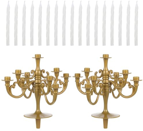 Holibanna Candelabro Portacandele Topper per torta con candele, decorazione per Natale, matrimoni, casa, feste, 2 pezzi