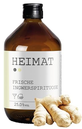 HEIMAT Ingwerlikör 25% mild, leichte Schärfe mit Zitrone & Agave – Ingwer Schnaps Spirituose für Shots, Absacker oder Cocktails – Heimat Destillers World Spirit Awards 2022 Gewinner (500ml)