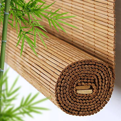 X1NGFU Tenda A Rullo in bambù Naturale,Tende Avvolgibili Traspiranti,Tende da Finestra per Esterni,Veneziane per Finestre,Colore Carbonizzato,per Giardino/Veranda,Personalizzate (80x180cm/32x71in)