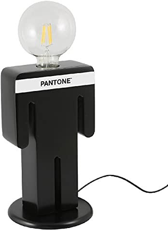 Pantone by Homemania 7002-9005-ERPN Homemania Stehlampe, Schreibtisch, Nachttisch, Schwarz, Weiß, Holz, 15 x 15 x 26 cm, 1 x E27, max. 100 W, Maße des Produkts: L15 x T15 x A26 cm, 1,02 kg