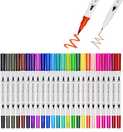 24 Filzstifte Aquarellstifte Farbstifte mit Doppelspitze Brush Pen Lettering Professionelle Kalligraphie Pinsel
